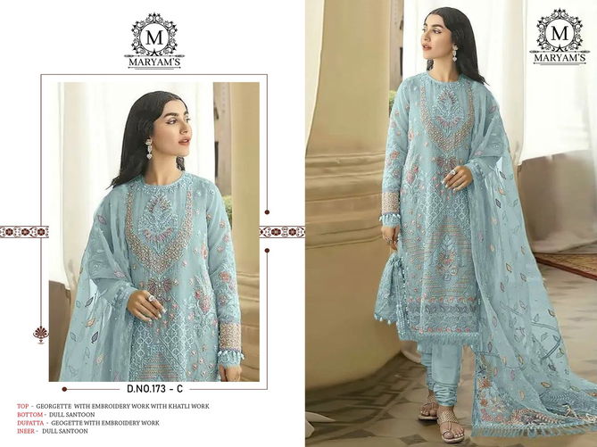 Maryams 173 Georgette Embroidered Pakistani Suits Wholesale Market In Surat